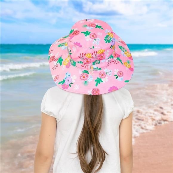 Kids Sun Hat for Girls Mesh Bucket Hat Toddler UV Protection Pink - Picture 3 of 6